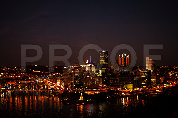 Pittsburgh PA Point and Downtown at Night